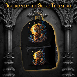 Guardian of the Solar Threshold – Lion of Balance Bedrukte Rugzak
