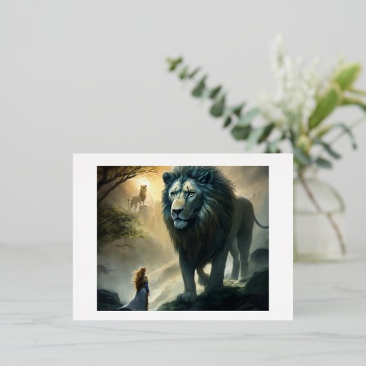 Guardian Roar Briefkaart Set: Majestic Leeuwen Art (Staand Voorkant)