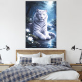 Guardian White Tiger – Silent Strength and Gentle  Canvas Afdruk (Insitu (Slaapkamer))