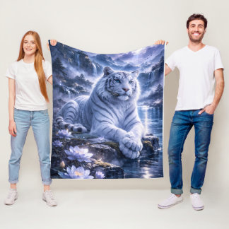 Guardian White Tiger – Silent Strength and Gentle Fleece Deken