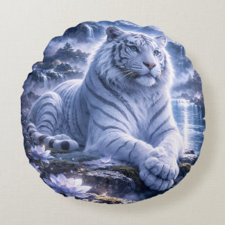 Guardian White Tiger – Silent Strength and Gentle Rond Kussen