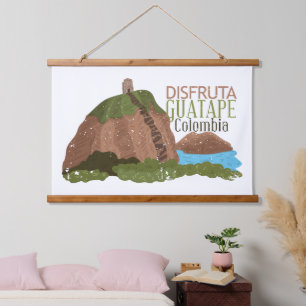 Guatape Colombia El Peñol Vintage reizen Hangend Wandkleed