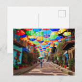 Guatapé, Colombia Umbrella Street Briefkaart (Voorkant / Achterkant)