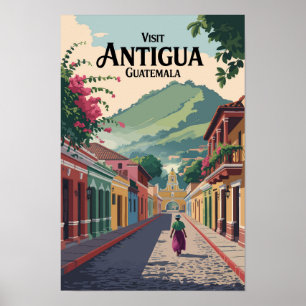 Guatemala Antigua Illustratie Reis Kunst Vintage Poster