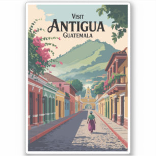 Guatemala Antigua Illustratie Reizen Art Vintage Sticker
