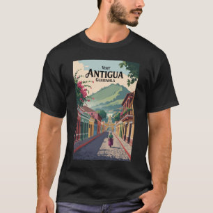 Guatemala Antigua Illustratie Reizen Art Vintage T-shirt