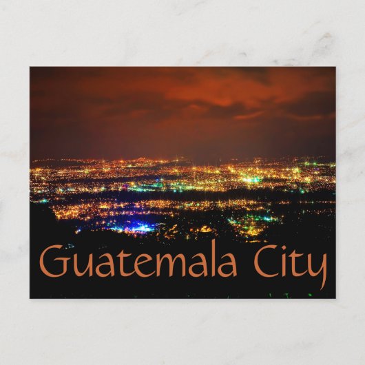 Guatemala City, Guatemala, C.A. 's nachts. Briefkaart (Voorkant)