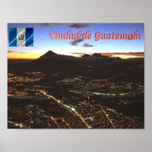 Guatemala - Guatemala - Stad - bij nacht - Poster