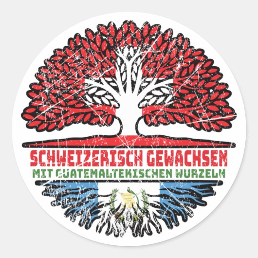 Guatemala Guatemaltethaltekisch Schweizer Schweiz  Ronde Sticker (Voorkant)