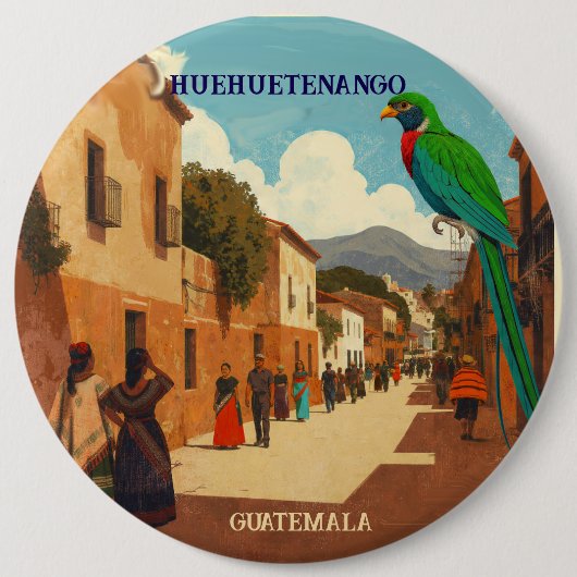 GUATEMALA, HUEHUETENANGO Retro poster Ronde Button 6,0 Cm (Voorkant)