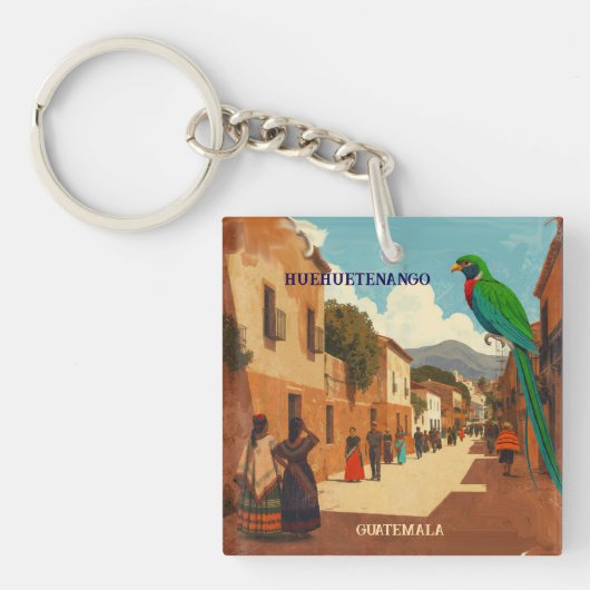 GUATEMALA, HUEHUETENANGO Retro poster Sleutelhanger (Voorkant)