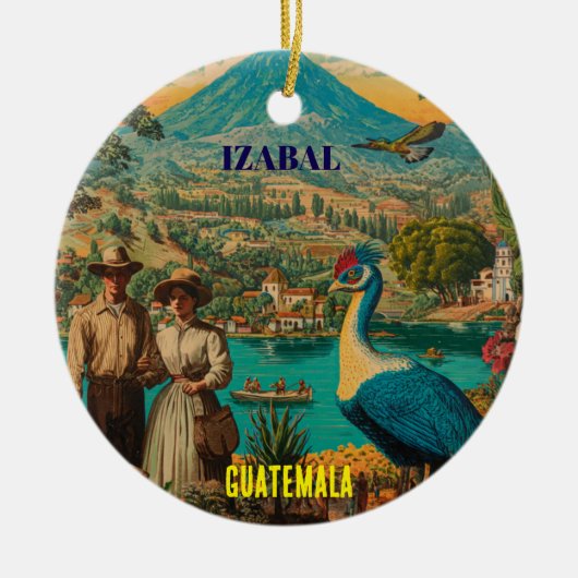 GUATEMALA, IZABAL Retro poster Keramisch Ornament (Voorkant)