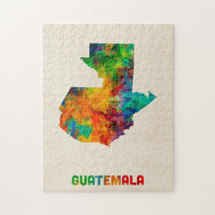 Guatemala - kaart met Waterverf Legpuzzel