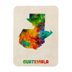 Guatemala - kaart met Waterverf Magneet