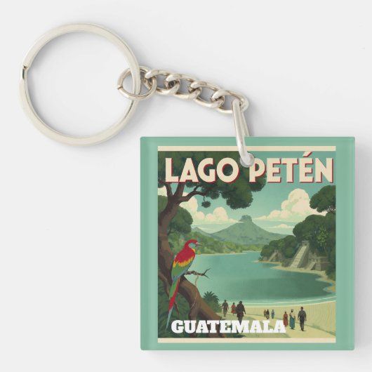  GUATEMALA LAGO PETEN Retro poster Sleutelhanger (Voorkant)