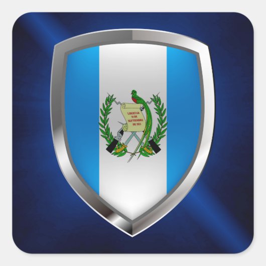 Guatemala Mettalic Emblem Vierkante Sticker (Voorkant)