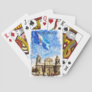 Guatemala Retro Reis Watercolor Schildering Pokerkaarten