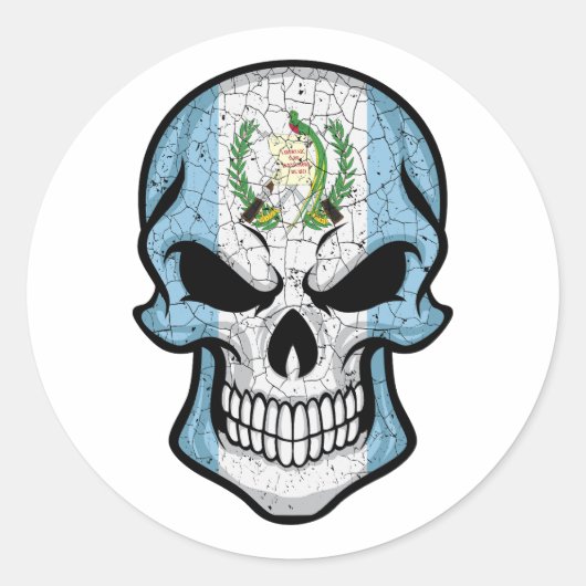 Guatemala Smiling Skull Flag Ronde Sticker (Voorkant)