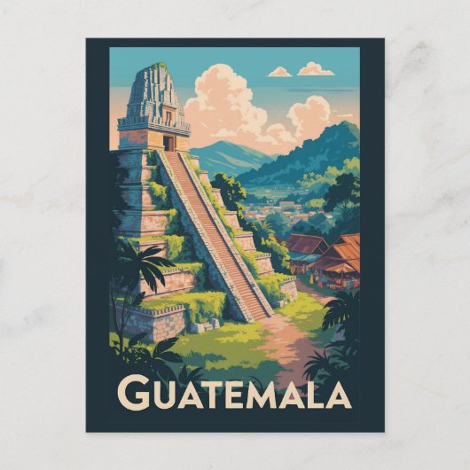 Guatemala Tikal Nationaal Park Illustratie Reizen Briefkaart (Voorkant)