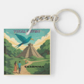 GUATEMALA, TIKAL PETEN Retro poster Sleutelhanger (Achterkant)