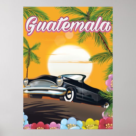 Guatemala Vintage car travel poster (Devant)