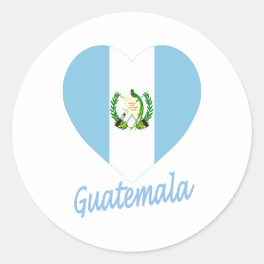 Guatemala Vlag Hart Ronde Sticker (Voorkant)