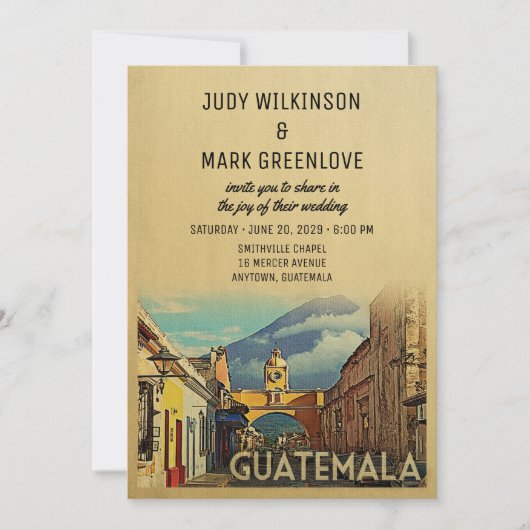 Guatemala Wedding Invitation Middeleeuwen Kaart (Voorkant)