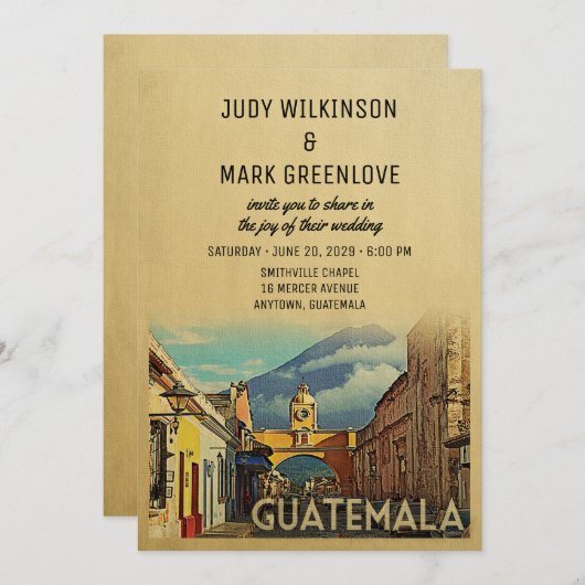 Guatemala Wedding Invitation  Middeleeuwen Kaart (Voorkant / Achterkant)