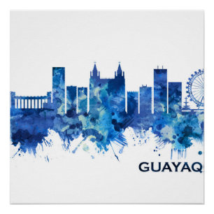 Guayaquil Ecuador Skyline Blue Perfect Poster