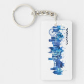 Guayaquil Ecuador Skyline Blue Sleutelhanger (Voorkant)