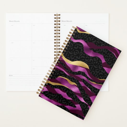 Guépard Violet Noir Motif Léopard Noir (Devant avec enveloppe)
