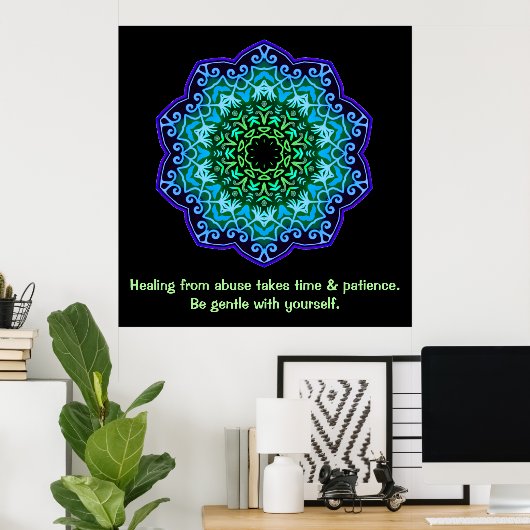 Guérir des abus Mandala Inspiration Poster (Bureau à domicile)