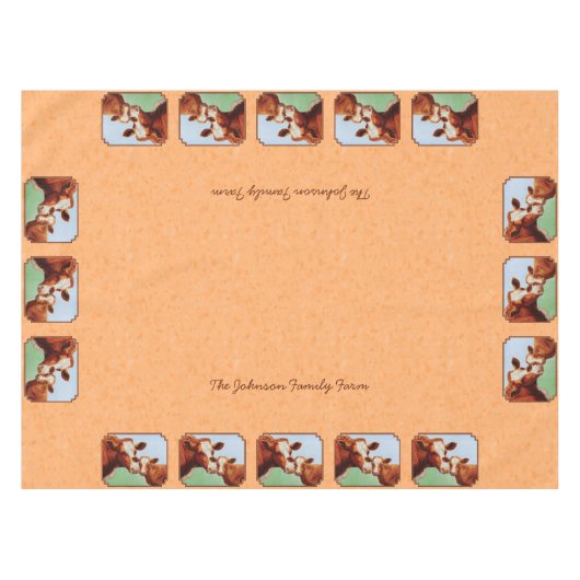Guernsey Calf en Moeder Koe Peach Tafelkleed (Voorkant (Horizontaal))