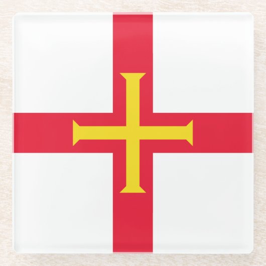 Guernsey Flag Glazen Onderzetter (Voorkant)