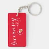 Guernsey Flag Heart Script Design Sleutelhanger (achterkant)