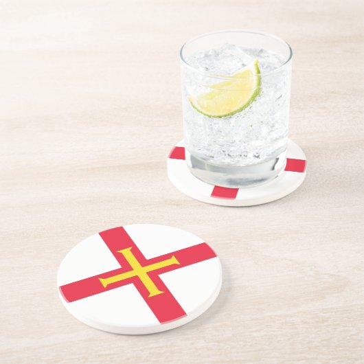 Guernsey Flag Zandsteen Onderzetter (Zijkant)