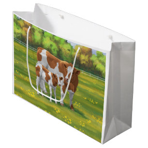 Guernsey Koe en Cute Calf in Summer Pasture Groot Cadeauzakje