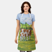 Guernsey Koe en Cute Calf in Summer Pasture Schort (Gedragen)