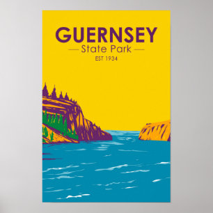 Guernsey State Park Wyoming Retro Poster