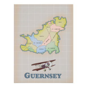 Guernsey vintage kaart canvas print perfect poster