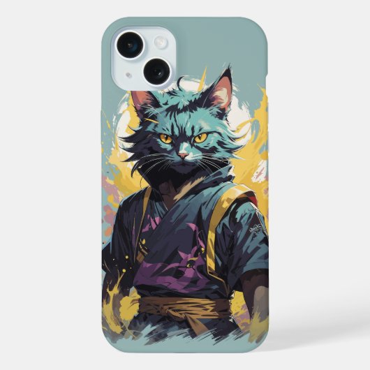 Guerrier Chat Ninja Gris Éclaboussure de Feu Cool (Verso)