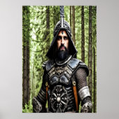 Guerrier dans la forêt | AI Art Poster (Devant)