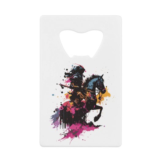 Guerrier équitation cheval en aquarelle (Devant)