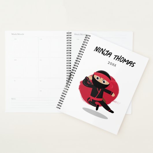 Guerrier mignon Ninja Calendrier des enfants noirs (Devant avec enveloppe)