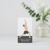 Guerrier Pose Homme Entraîneur Yoga Cartes de visi (Debout devant)
