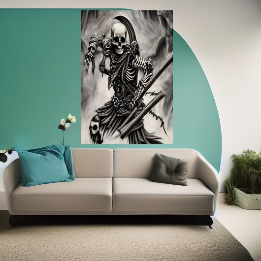 Guerrier squelette éffrayant | AI Art Poster
