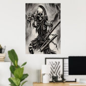 Guerrier squelette éffrayant | AI Art Poster (Bureau à domicile)