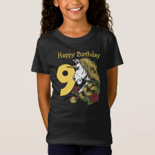 Guerrier Unicorne jaune 9e anniversaire T-shirt