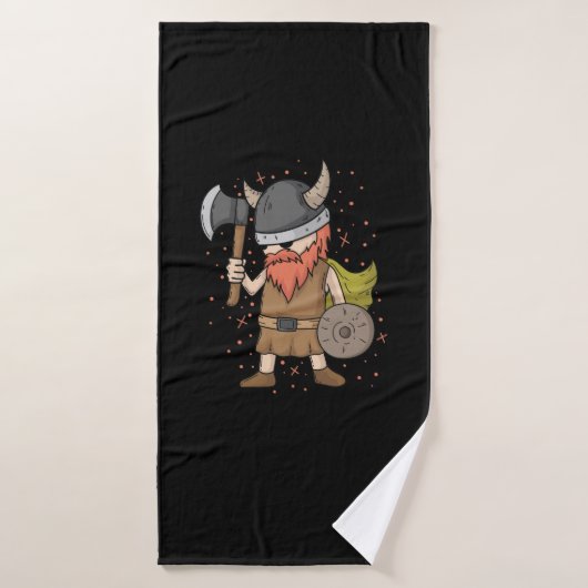 Guerrier viking à barbe et armure (Serviette de bain)