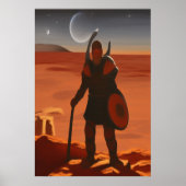 Guerrier viking sur Mars AI Art Poster (Devant)
